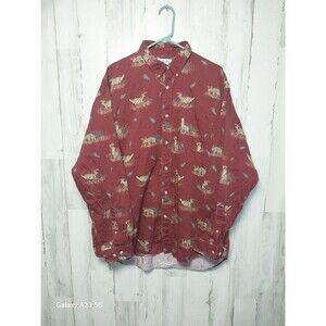 Columbia Shirt Mens XL Deer Wildlife Print Button Down Cotton Outdoors